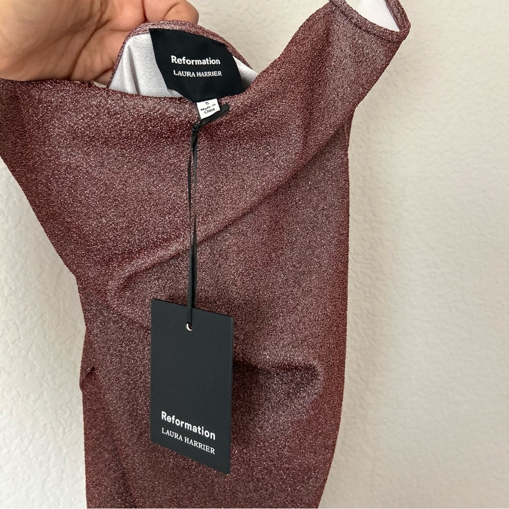 NWT Reformation x Laura Harrier Kitty Knit Dress in Chocolate Sparkle - Picture 6 of 8